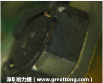 使用銀(Ag)鍍層的電源電感器(Power Inductors)，經(jīng)過推力測試后，零件端點上已經(jīng)看不到任何鍍層的痕跡了，所以其耐推力就比較小。