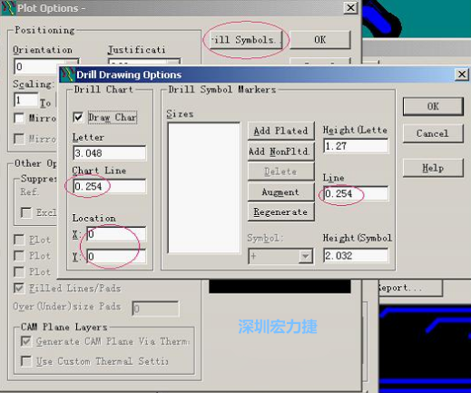 轉(zhuǎn)孔圖時也需在Customize Document欄點擊Option，在彈出的Plot Options-窗口中選擇Drill Symbols
