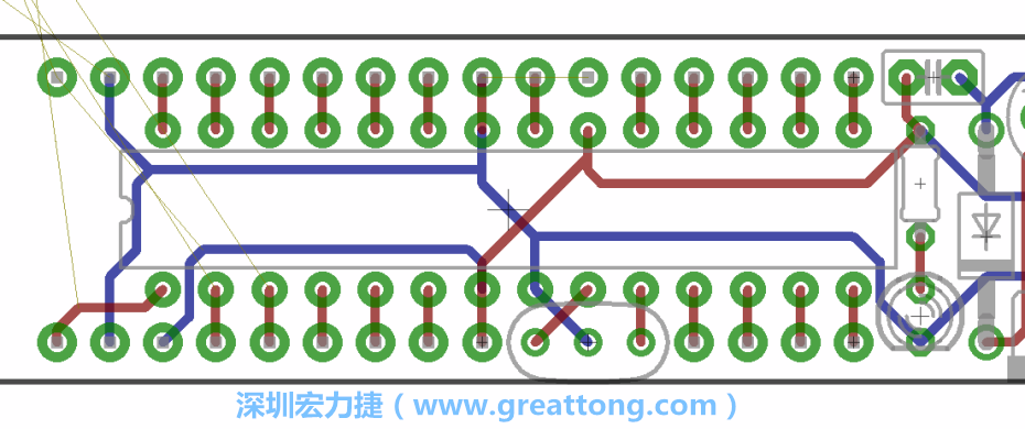 如果可以的話盡量讓接地線保持在電路板的背面，這樣它們就可以在可能范圍內(nèi)和最大的接地面連結(jié)在一起。