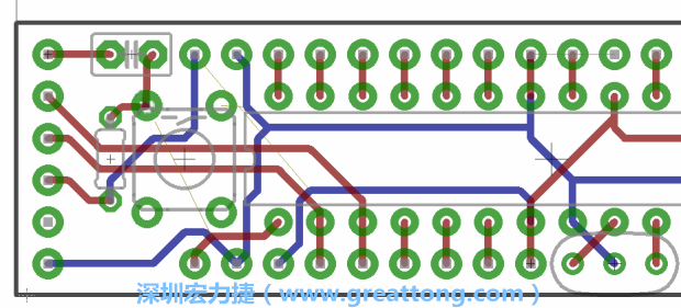 4.2. 然后在電路板的背面進(jìn)行布線。